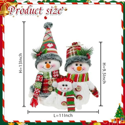 DearSun Christmas Snowman Figurines – 13" Family Tabletop Holiday Decorations