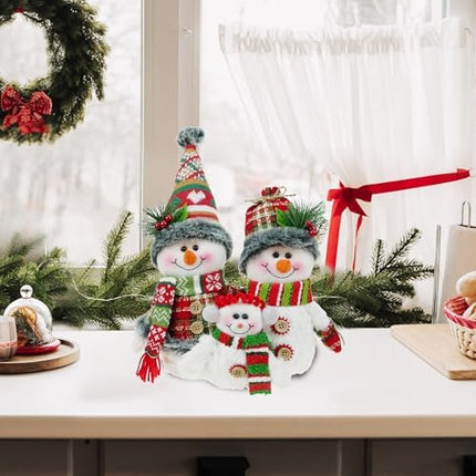 DearSun Christmas Snowman Figurines – 13" Family Tabletop Holiday Decorations