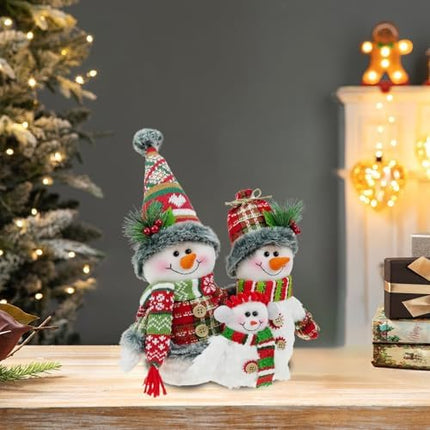 DearSun Christmas Snowman Figurines – 13" Family Tabletop Holiday Decorations