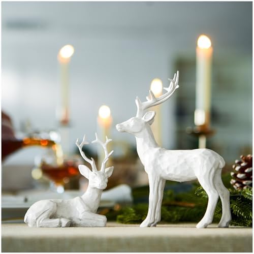 DN Deconation Rustic Christmas Reindeer Set 2PCS White Deer Home Display