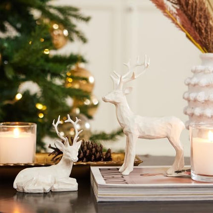 DN Deconation Rustic Christmas Reindeer Set 2PCS White Deer Home Display