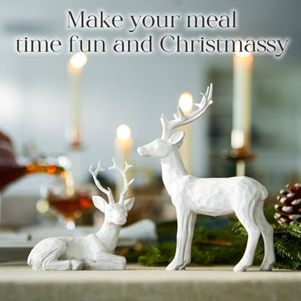 DN Deconation Rustic Christmas Reindeer Set 2PCS White Deer Home Display