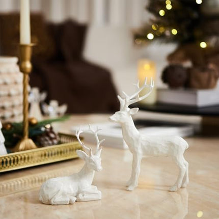 DN Deconation Rustic Christmas Reindeer Set 2PCS White Deer Home Display