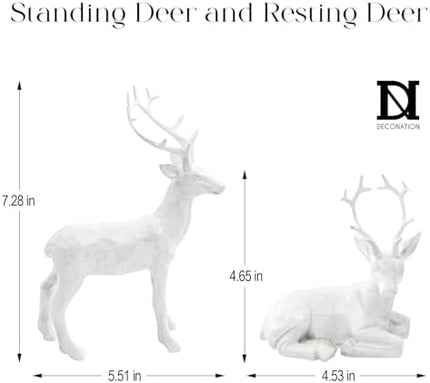 DN Deconation Rustic Christmas Reindeer Set 2PCS White Deer Home Display