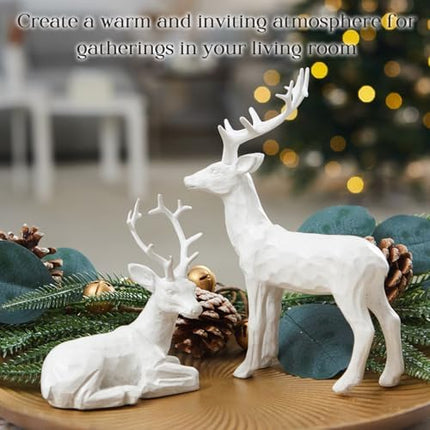 DN Deconation Rustic Christmas Reindeer Set 2PCS White Deer Home Display