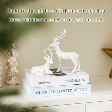 DN Deconation Rustic Christmas Reindeer Set 2PCS White Deer Home Display