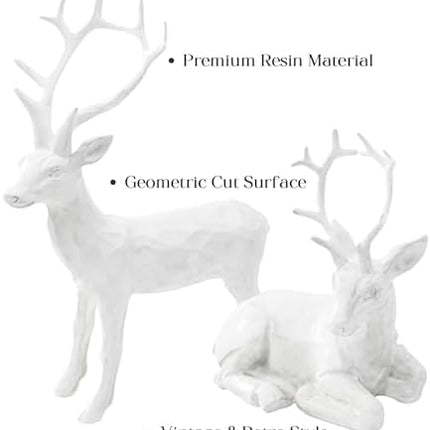 DN Deconation Rustic Christmas Reindeer Set 2PCS White Deer Home Display