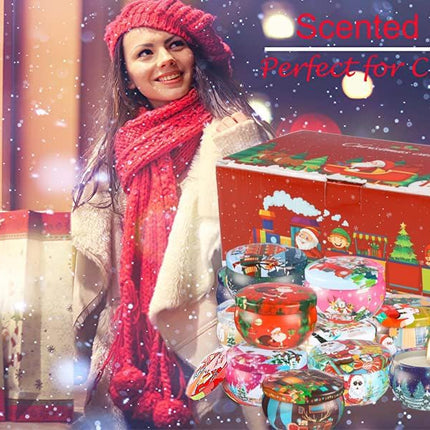 Christmas Scented Candle Collection – 16-Pack 2.5oz Aromatherapy Travel Tin Gift Set
