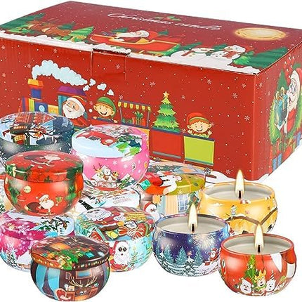 Christmas Scented Candle Collection – 16-Pack 2.5oz Aromatherapy Travel Tin Gift Set