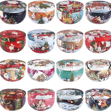 Christmas Scented Candle Collection – 16-Pack 2.5oz Aromatherapy Travel Tin Gift Set