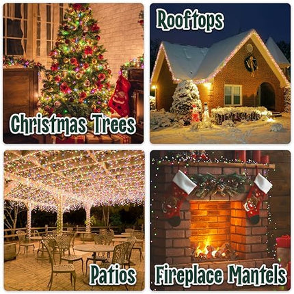 Warm Multicolor Christmas Lights 35 Mini Bulbs 6.3ft String with Green Wire