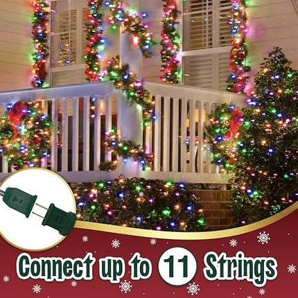 Warm Multicolor Christmas Lights 35 Mini Bulbs 6.3ft String with Green Wire