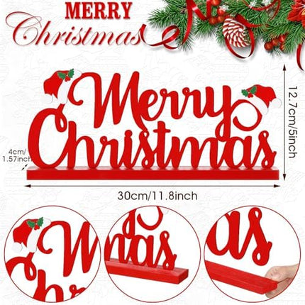 Christmas Metal Word Sign – Red Freestanding Table & Fireplace Mantel Décor