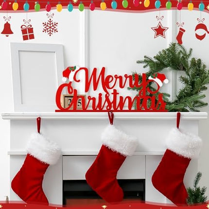 Christmas Metal Word Sign – Red Freestanding Table & Fireplace Mantel Décor
