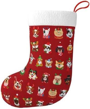 Cute Dog Christmas Stockings – Festive Hanging Socks for Home Holiday Decoration