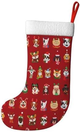 Cute Dog Christmas Stockings – Festive Hanging Socks for Home Holiday Decoration