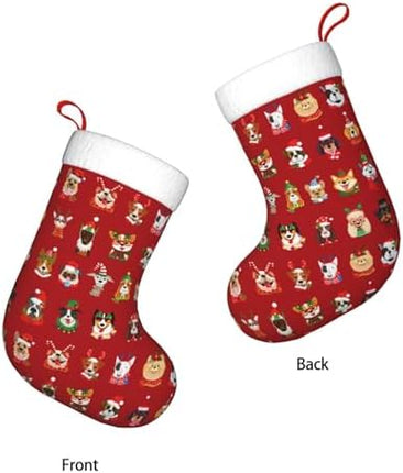 Cute Dog Christmas Stockings – Festive Hanging Socks for Home Holiday Decoration