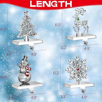 GUOER Christmas Stocking Holder Set 4-Pack – Snowflake & Holiday Metal Hangers