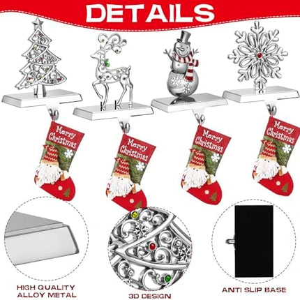 GUOER Christmas Stocking Holder Set 4-Pack – Snowflake & Holiday Metal Hangers