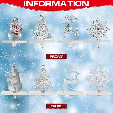 GUOER Christmas Stocking Holder Set 4-Pack – Snowflake & Holiday Metal Hangers