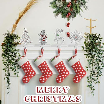 GUOER Christmas Stocking Holder Set 4-Pack – Snowflake & Holiday Metal Hangers