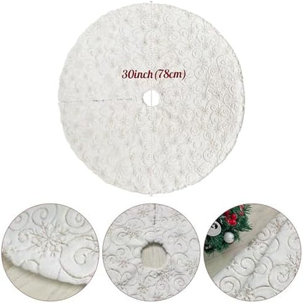 24" Gold Christmas Tree Skirt – Faux Fur & Sequin Embroidered Holiday Decor