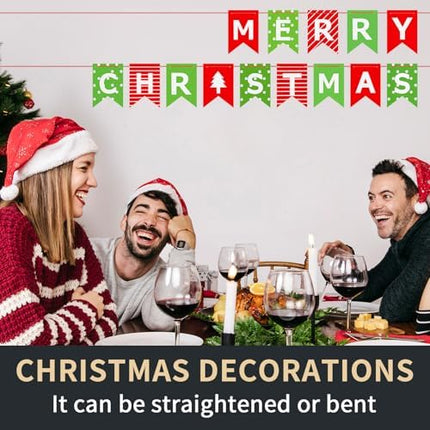Merry Christmas Paper Banner – Red-Green Holiday Sign for Wall, Fireplace & Windows