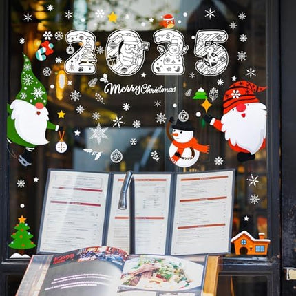 Christmas Static Window Clings 131pcs – 6 Sheets of Festive Glass Decorations