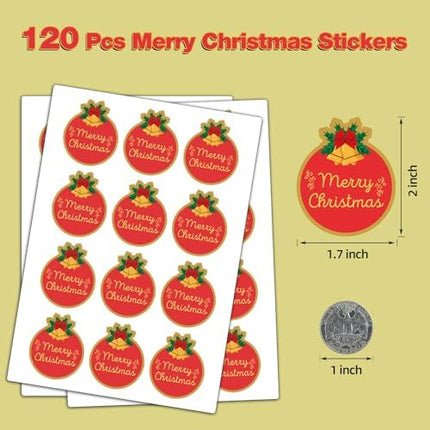 Gold Foil Christmas Stickers 120pcs – 2" Envelope Seals for Gifts & Holiday Wrap
