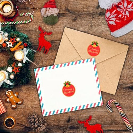 Gold Foil Christmas Stickers 120pcs – 2" Envelope Seals for Gifts & Holiday Wrap