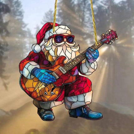 Rockin’ Santa Guitar Ornament 2025, Funny Naughty Acrylic Christmas Gift