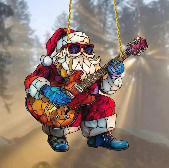 Rockin’ Santa Guitar Ornament 2025, Funny Naughty Acrylic Christmas Gift