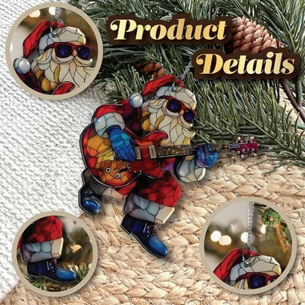 Rockin’ Santa Guitar Ornament 2025, Funny Naughty Acrylic Christmas Gift