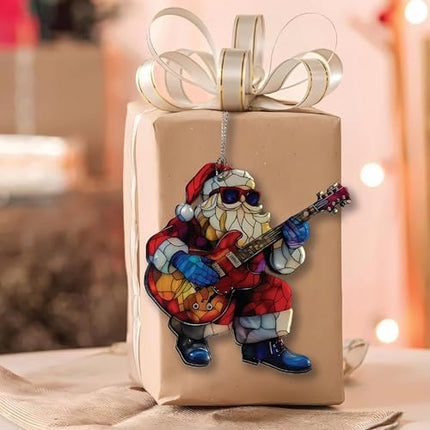 Rockin’ Santa Guitar Ornament 2025, Funny Naughty Acrylic Christmas Gift