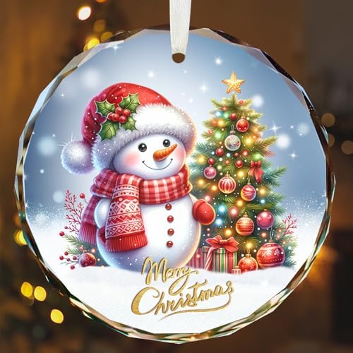 Crystal Glass Snowman Ornament – Christmas Tree Hanging Decoration 2025