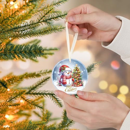 Crystal Glass Snowman Ornament – Christmas Tree Hanging Decoration 2025