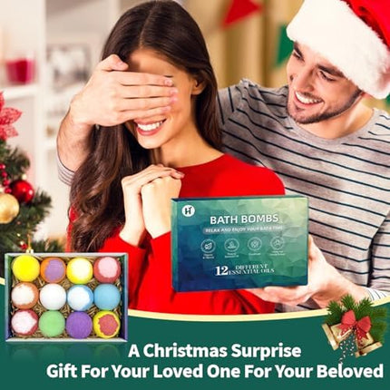 Luxury Bath Bomb Gift Set – Natural Aromatherapy Stocking Stuffer 12-Pack
