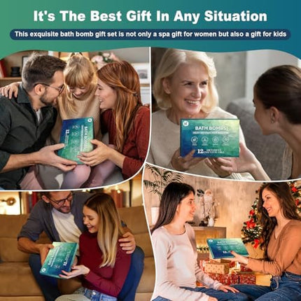 Luxury Bath Bomb Gift Set – Natural Aromatherapy Stocking Stuffer 12-Pack