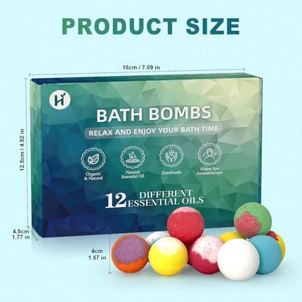 Luxury Bath Bomb Gift Set – Natural Aromatherapy Stocking Stuffer 12-Pack