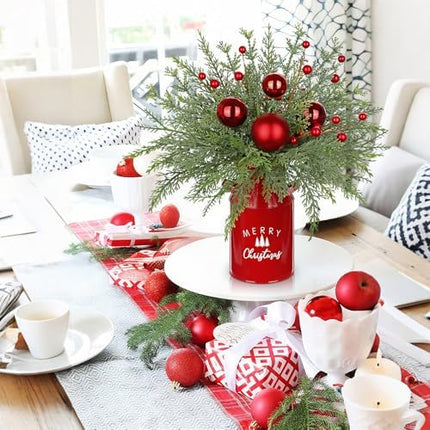 Tabletop Christmas Tree 15.7" – Red Ornament Centerpiece for Wedding & Holiday