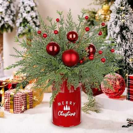 Tabletop Christmas Tree 15.7" – Red Ornament Centerpiece for Wedding & Holiday