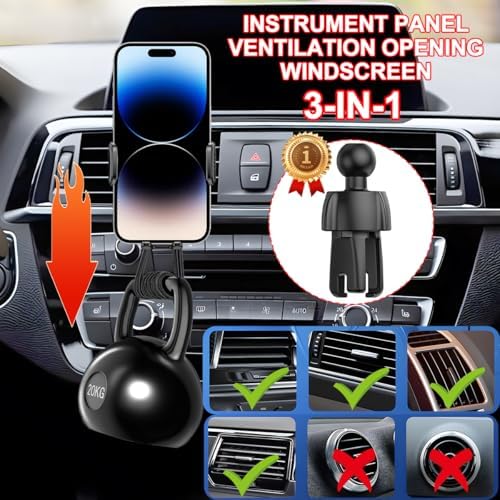 HZEL 2-in-1 Car Phone Holder, Dashboard & Windshield Adjustable Mount for All Phones