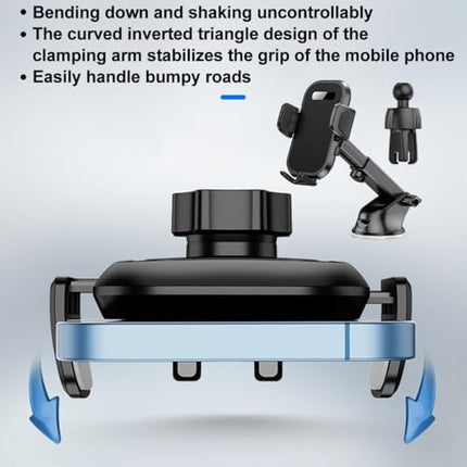 HZEL 2-in-1 Car Phone Holder, Dashboard & Windshield Adjustable Mount for All Phones