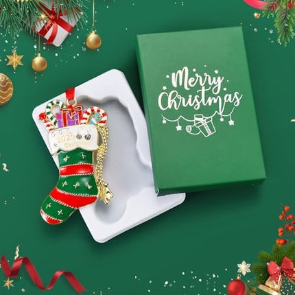 Venhoo 2025 Keepsake Ornament – Green Gold Sock Christmas Tree Hanging Gift
