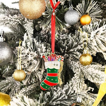 Venhoo 2025 Keepsake Ornament – Green Gold Sock Christmas Tree Hanging Gift