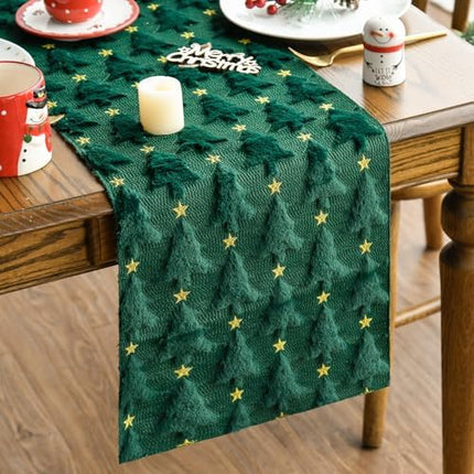 Elegant 13x72" Green Faux Fur Christmas Table Runner – Artoid Mode Holiday Decor