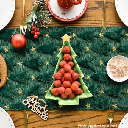 Elegant 13x72" Green Faux Fur Christmas Table Runner – Artoid Mode Holiday Decor