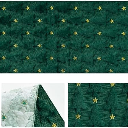 Elegant 13x72" Green Faux Fur Christmas Table Runner – Artoid Mode Holiday Decor
