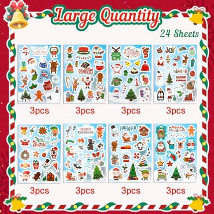 Kids’ Christmas Stickers 432PCS – Self-Adhesive Labels for Gifts & Party Favors