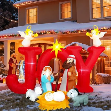 8FT Jesus Nativity Scene Inflatable – Holiday Outdoor Christian Lawn Decoration